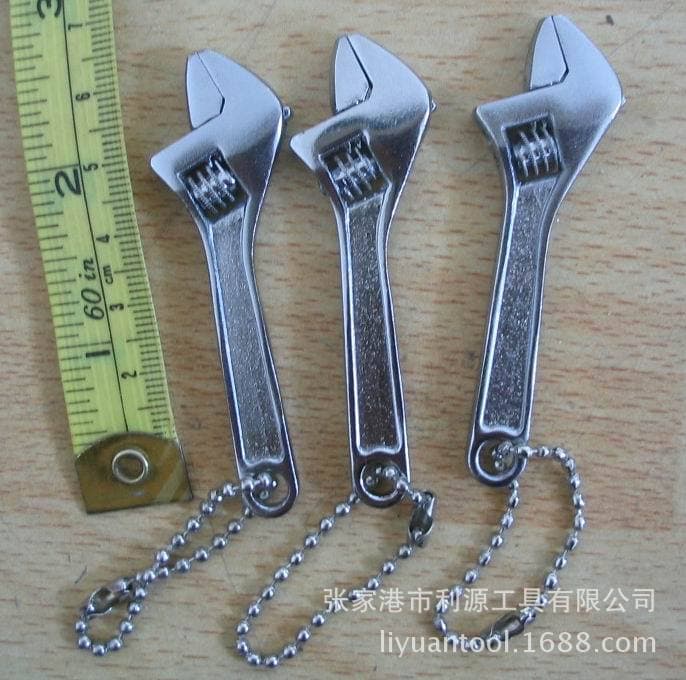 2.5" Mini Adjustable Wrench with Bead Chain, Fully Polished Chrome Plated, 2.5"-63mm Plated Mini Wrench