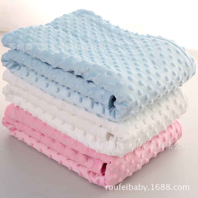 Roufei New Bean Dot Blanket, Baby Swaddle Blanket, Nap Blanket, Mixed Lot, Double-Layer Car Blanket Embossed Flannel