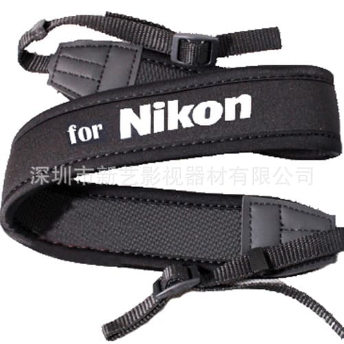 New Art Elastic Shock-Absorbing Shoulder Strap for Nik Cameras (Black with White Lettering)
