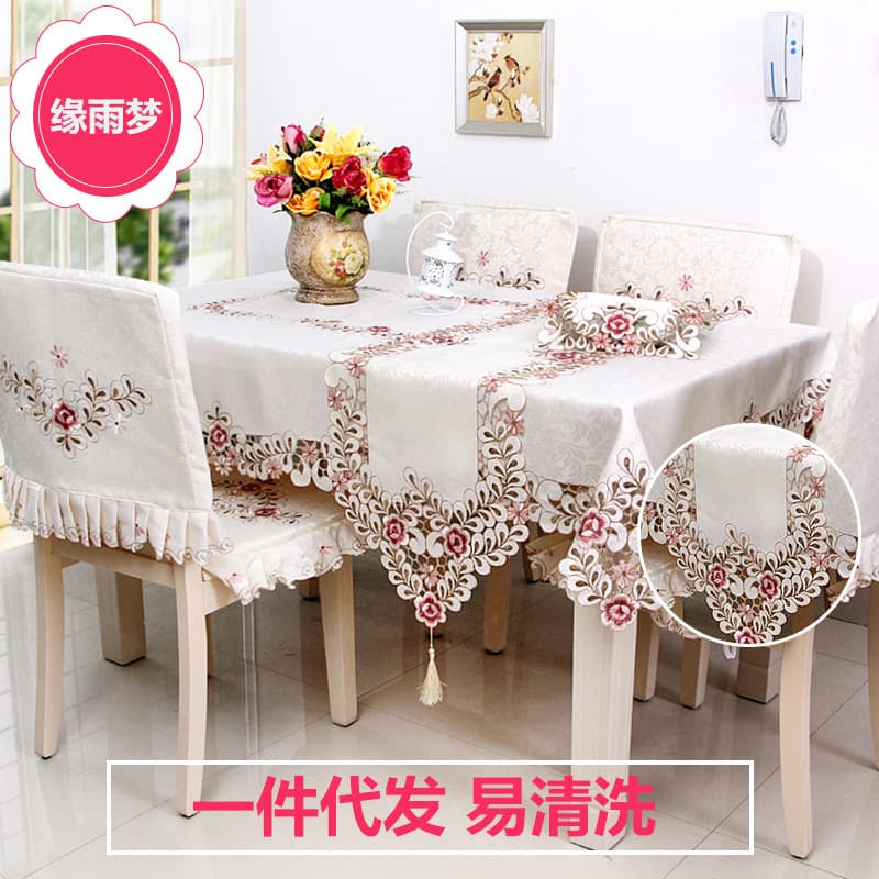 Christmas Embroidered Fabric Tablecloth Modern Simple Home Dining Tablecloth Table and Chair Set Embroidered Coffee Table Cloth Wholesale
