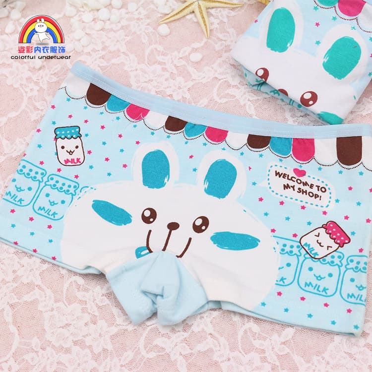 Children's Underpants Cute Rabbit Cartoon Pattern Boxer Briefs Baby Girls' Cotton Breathable Shorts