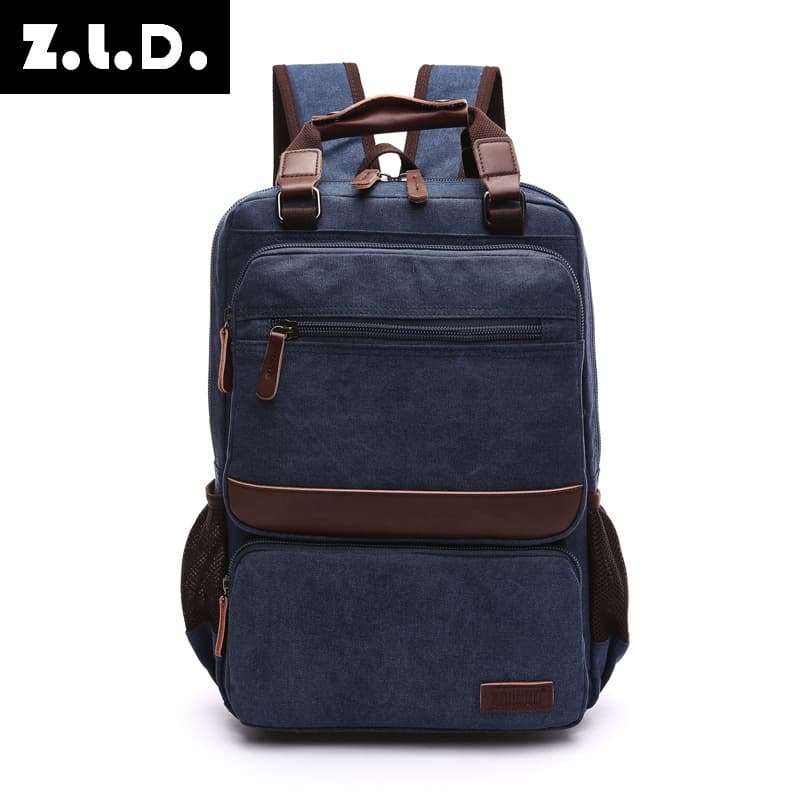 European and American Fashion Canvas Backpack Premium Washed Canvas Bag Men's Travel Backpack Laptop Backpack