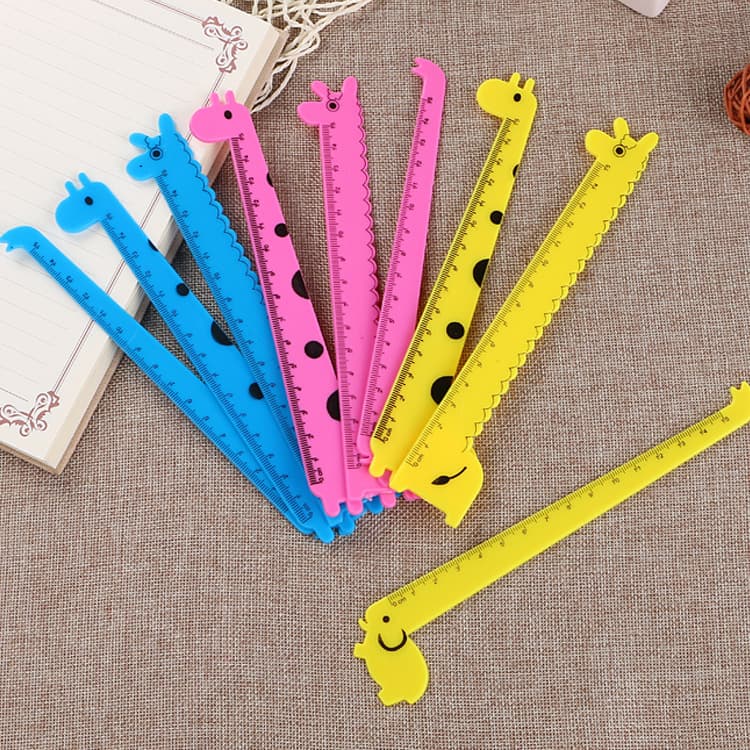 Creative Stationery Cartoon Animal Giraffe Ruler, Cute Student Children's Plastic Ruler, Factory Direct Sales