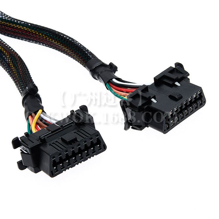 Factory Military-Grade OBD Cable Y-Splitter OBD2 16-Pin 16-Core Male to Dual Female Extension Cable