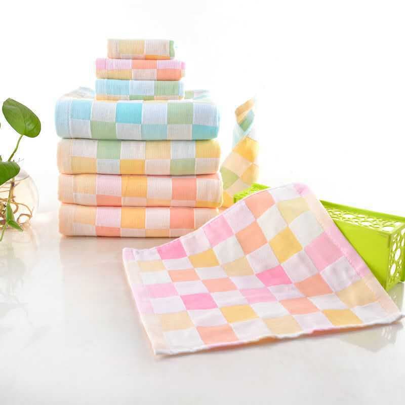 Factory Direct Pure Cotton Double-Layer Gauze Checkered Square Towel, Drool Bib, Feeding Bib, Baby Handkerchief for Infants and Toddlers