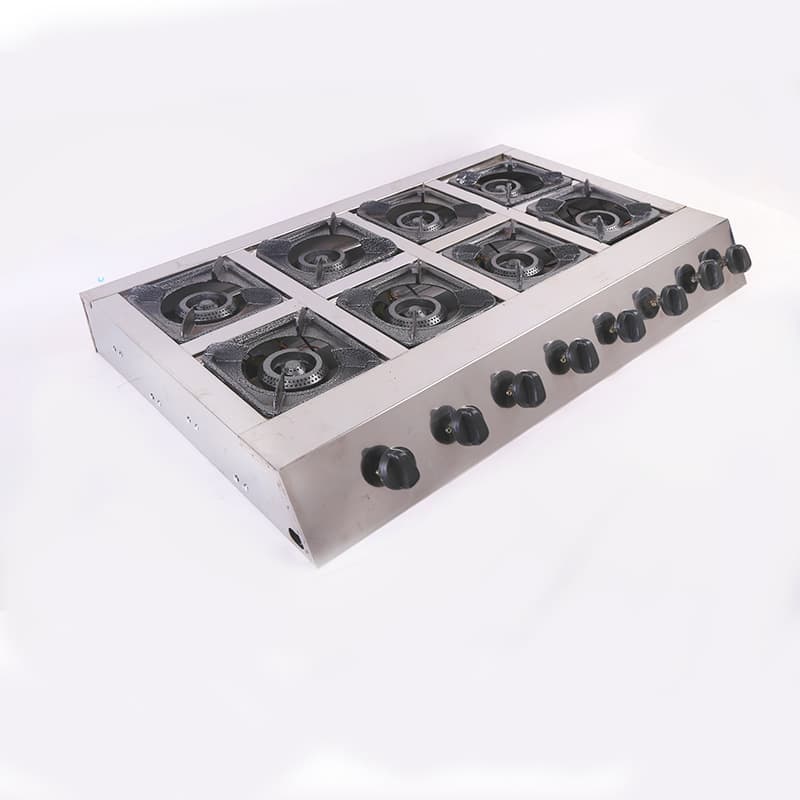 Commercial Countertop Multi-Burner Stove with Clay Pot Burners, LPG/Natural Gas, 3/4/6/8 Burners, Honeycomb Burner