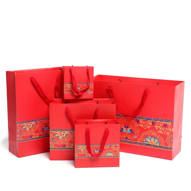 Chinese Style Gift Bag Stock, Red Festive Paper Gift Bag, Handbag, Candy Bag, Gift Bag