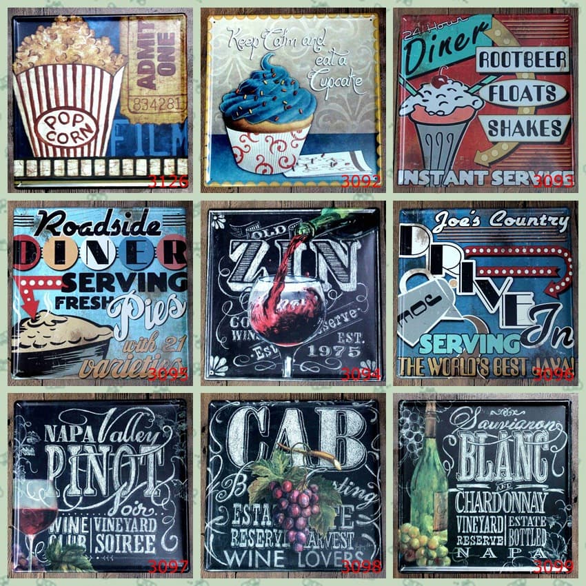 Beer Snacks European Distressed Frameless Tin Sign Bar Coffee Tea Shop Decor Factory Price
