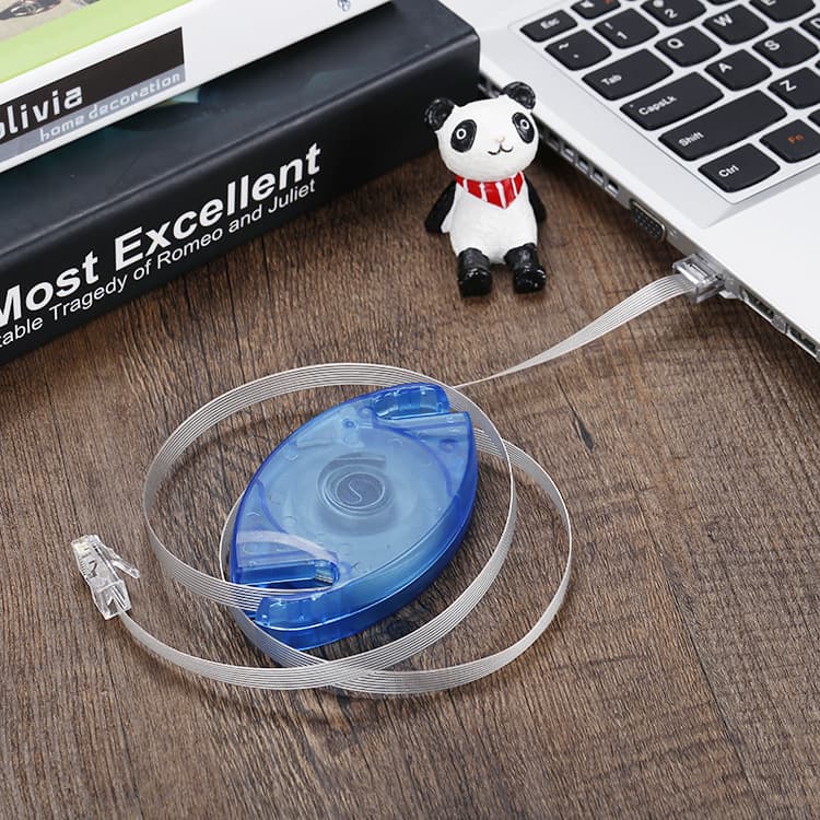 Factory Supply 2.5m Retractable Ethernet Cable RJ45 Interface Retractable Network Cable Wholesale Crystal Head Broadband Network Cable
