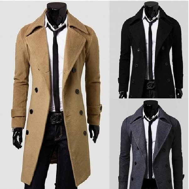 【M-5XL】2024 AliExpress New Men's Double-Breasted Nylon Trench Coat, Mid-Length, Slim Fit, Casual Overcoat