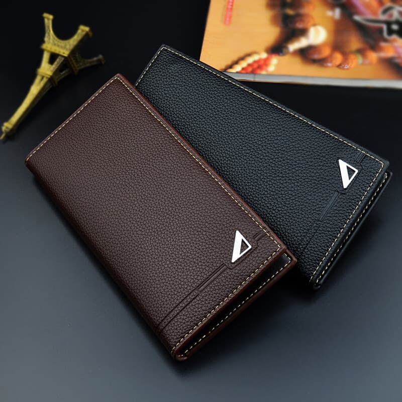 New Men's Long Wallet Fashionable Litchi Grain Soft Leather Large Capacity Suit Bag Multi-card Slot Thin Fashionable Money Clip