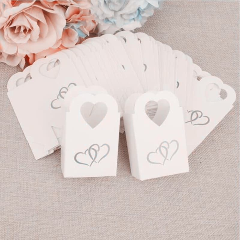 Mini Gift Box Tote Bag Small Pearl Paper Wedding Candy Box Silver Foil LOVE Gift Packaging Handheld Heart
