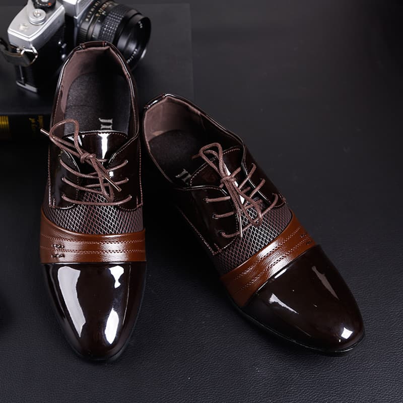 Cross-border premium plus-size men's leather shoes, business formal shoes, lace-up pointed-toe casual shoes, versatile single shoes