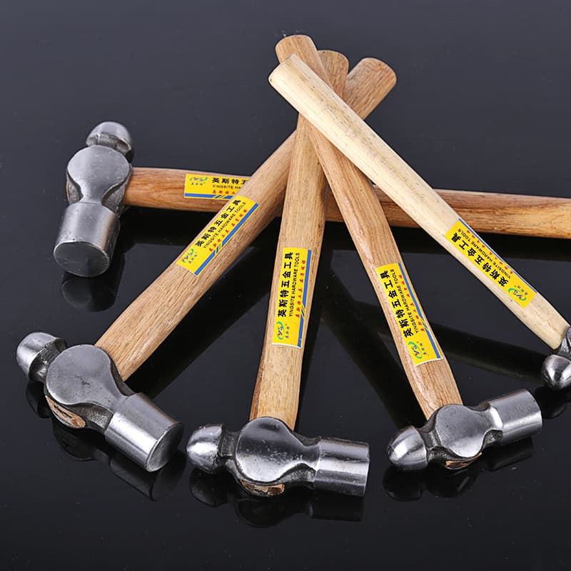 Wooden handle ball peen hammer 1.5P/1P multi-specification percussion iron hammer shockproof hammer woodworking fitter hammer wholesale