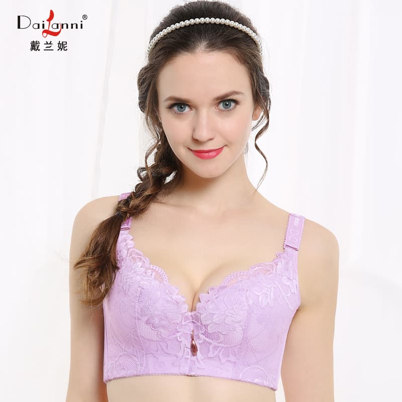 Adjustable Large Size Bra Lace Thin Steel Ring Gathered Comfortable Anti Shake Side Effect Women Underwear Sexy Bra Bandeau