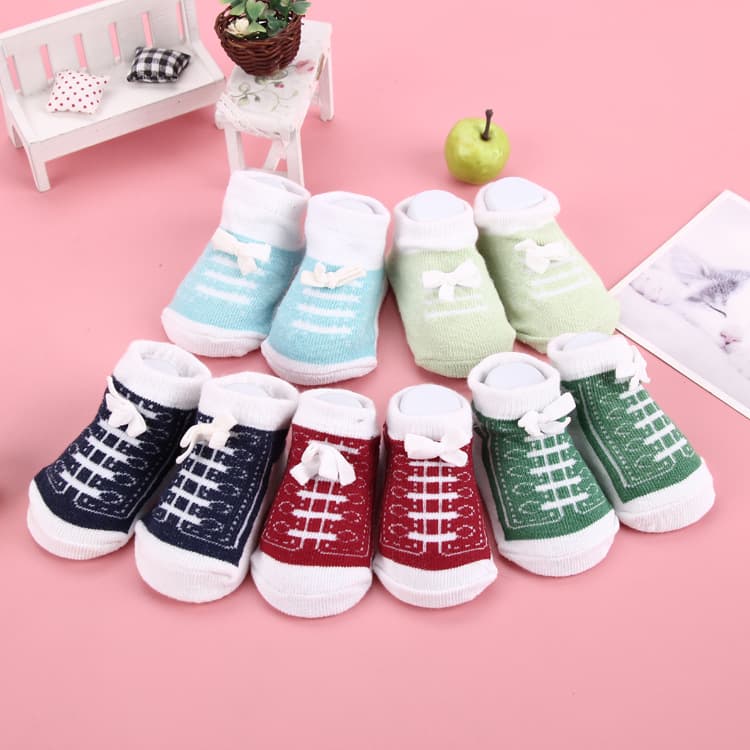 Amazon Baby Toddler Socks Factory Supply Fashionable Autumn Winter Cute Shoe Style Breathable Moisture-Wicking Skin-Friendly Cotton Socks Wholesale