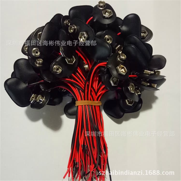 Factory direct sales of 9V battery clips, T-type, 150mm, 9V wire clips.