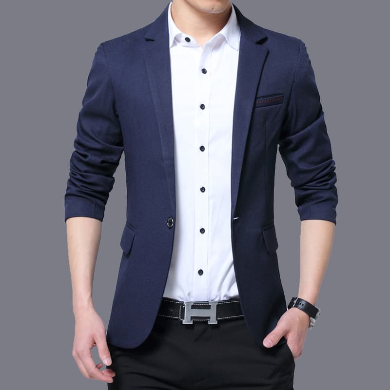 2025 New Men's Autumn Winter Casual Blazer Korean Slim Fit Suit Jacket