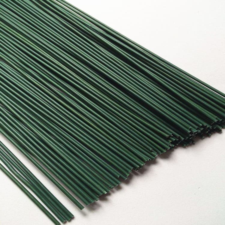 No. 2 Glue-Coated Green Iron Wire for Artificial Flower Stems, Floral Craft Paper Art, 40 cm Length