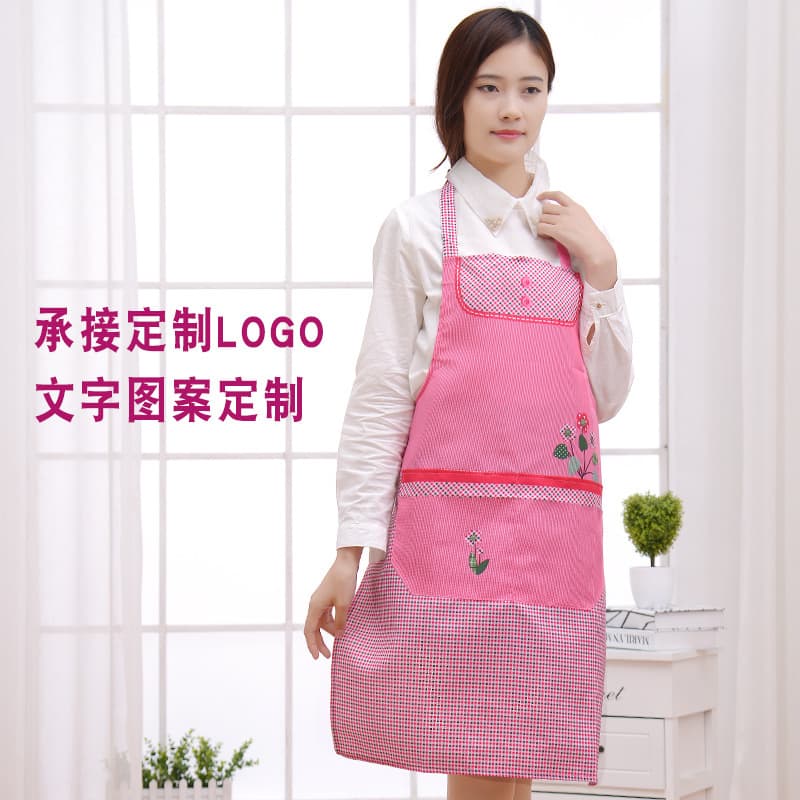 Factory direct sales of promotional polyester aprons, Korean style PVC kitchen and household aprons, customizable with logo printing.