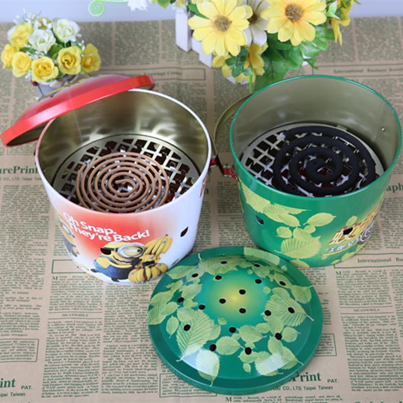 Large Bucket Mosquito Coil Plate Box, Big Iron Mosquito Coil Bucket Stand, Ash Catcher for Outdoor Fishing and Camping