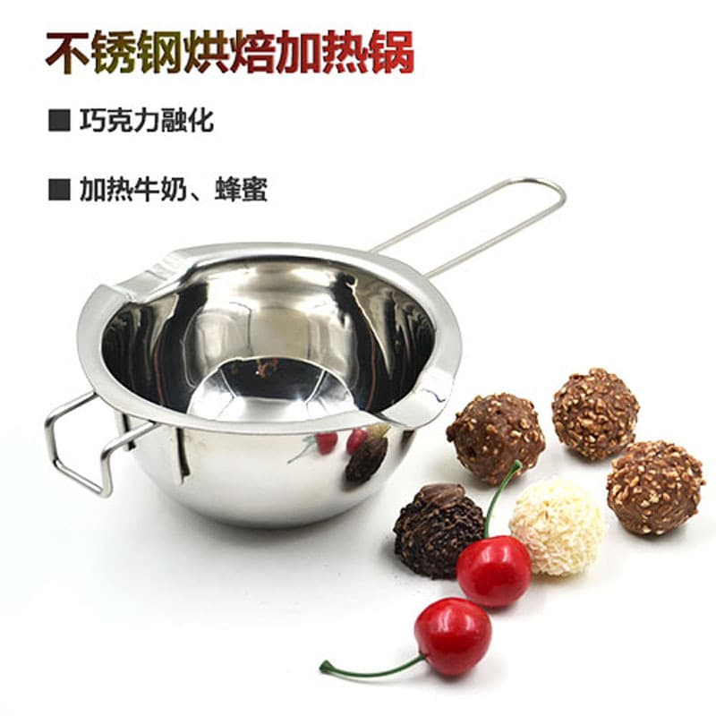 304 Stainless Steel Chocolate Melting Pot Heating Pot Silicone Handle Butter Melting Bowl Water Separation Baking Tool