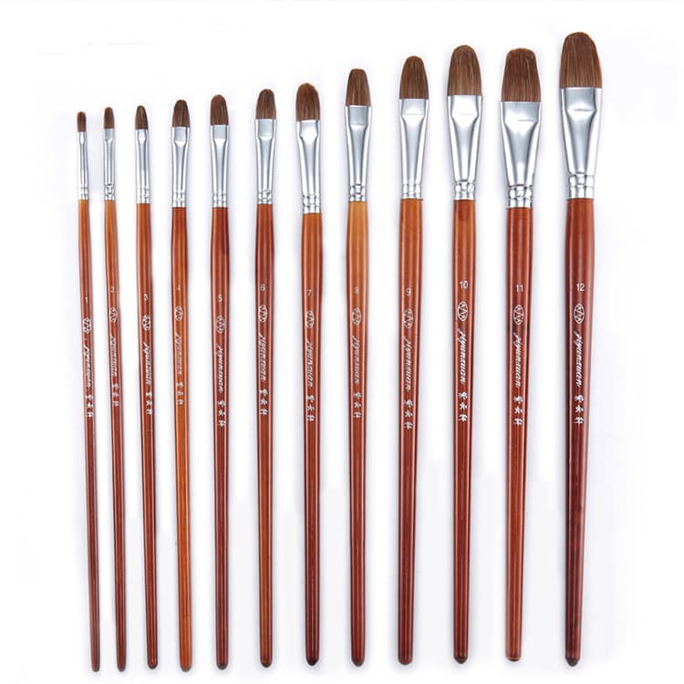 round Head Wolf Hair Painting Brushes Wooden Handle Single Double Number Oil Painting Watercolor Brushes Art Supplies