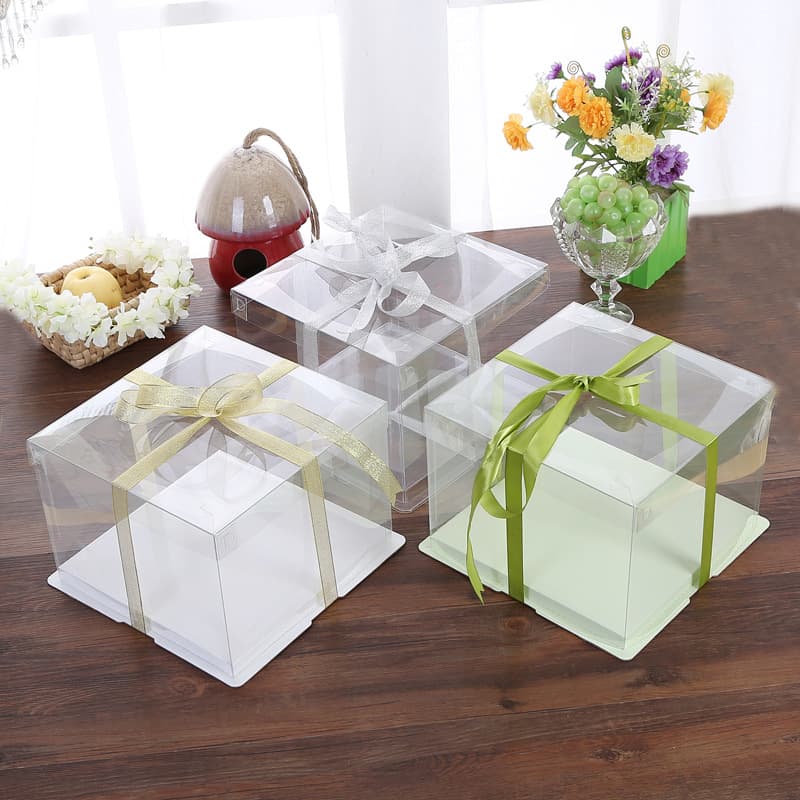 Clear Cake Box 4 Inch 6 Inch 8 Inch 10 Inch 12 Inch 14 Inch Factory Wholesale Birthday Cake Box with Custom Logo