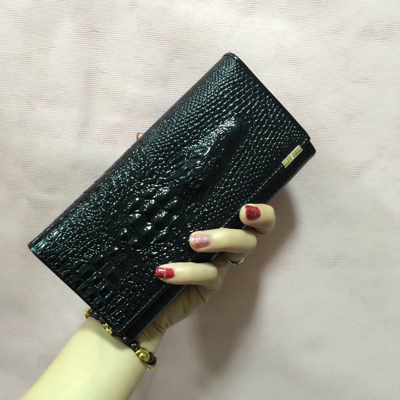 2025 New Gesilang Long Women's Wallet Cross-border Live Hot Selling Crocodile Pattern with Genuine Leather Clutch Purse