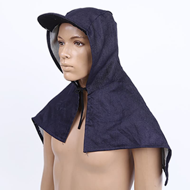 Manufacturer wholesale tie-drawn sun hat, hooded neck protection construction site labor safety drawstring head guard denim cape hat