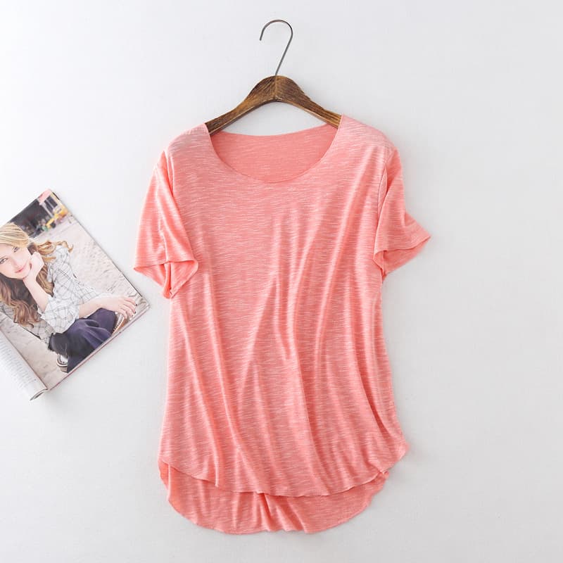 Slub Cotton Short Sleeve T-Shirt for Women Spring Summer Fashionable Versatile Irregular Top Loose Plus Size Slimming Women's Clothing