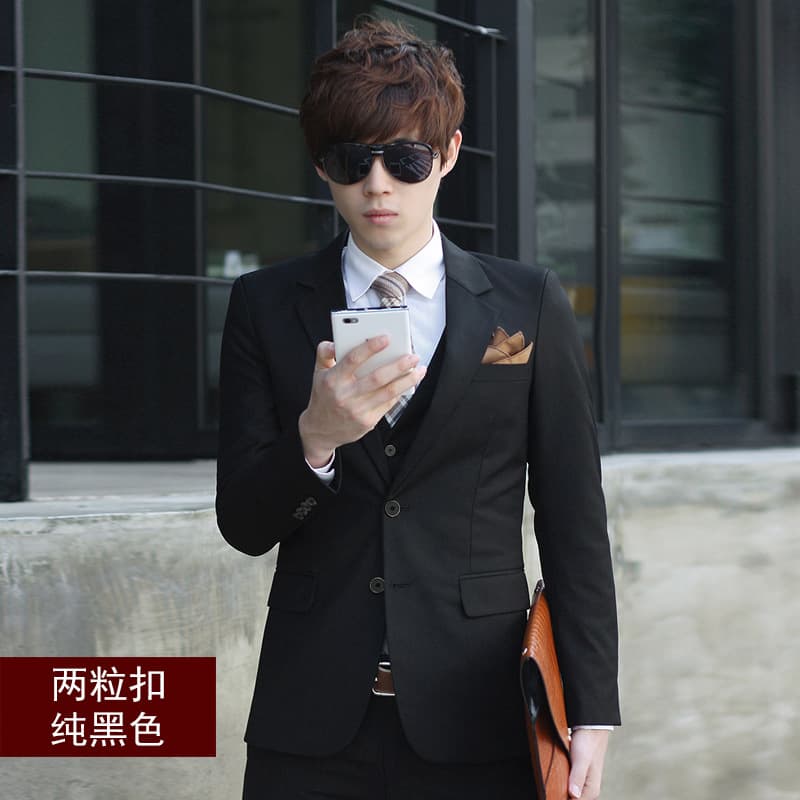 Men's Slim Fit Suit Jacket for Spring and Autumn, Korean Style, Groom's Casual