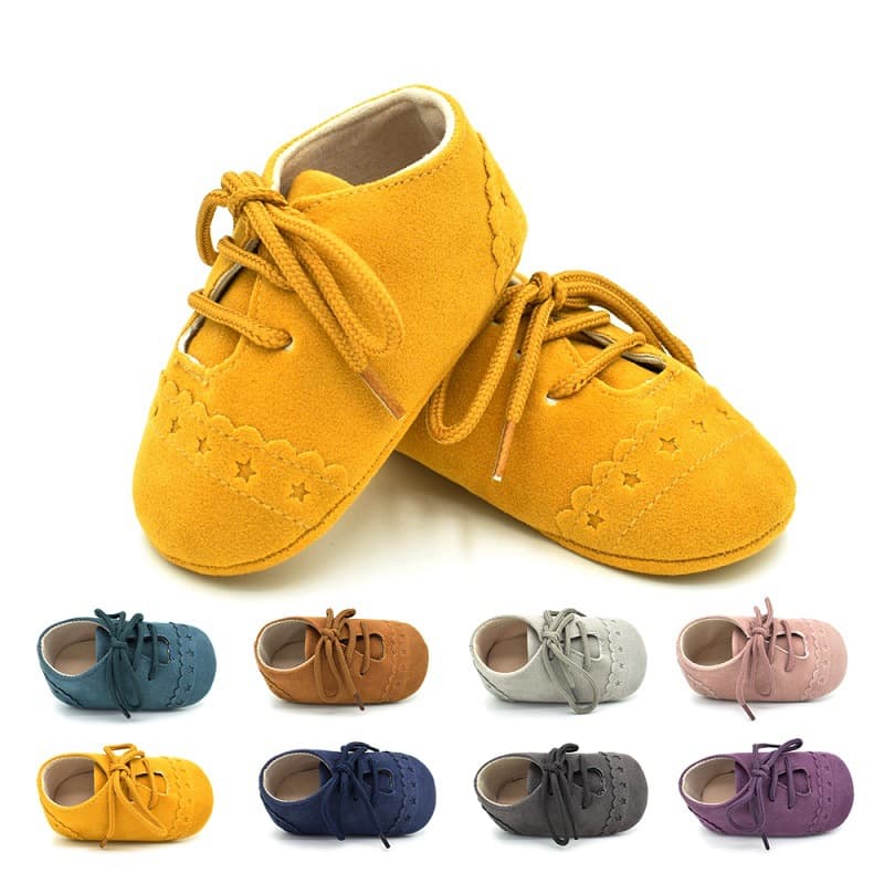 Baby Walking Shoes Spring Autumn Soft Bottom Lace-Up Flap Casual 0-1 Year Old Toddler Learning to Walk Shoes Baby Footwear
