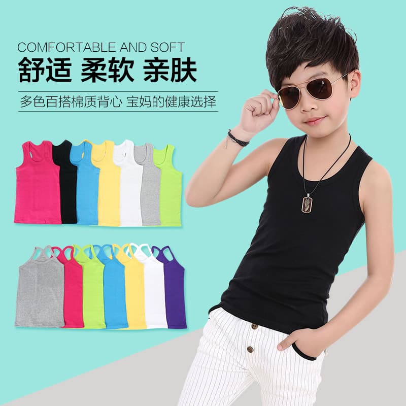 Children's Pure Cotton Boy's Singlet Tank Girl's Small Strapped Vest Medium to Large Kids Child Underwear Summer Girl Base Layer
