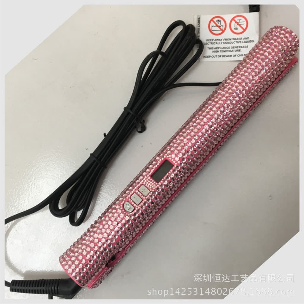 Hair Styler with Rhinestones Acrylic Full Diamond Curling Iron Rhinestone Application Eco-Friendly Diamond Setting Firm Adhesion