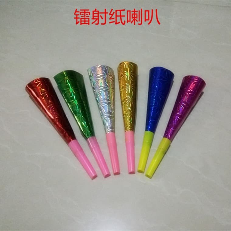 Children's Party Toy Paper Horn, Birthday Party Gift Blowout Toy, Laser Paper Horn 6g