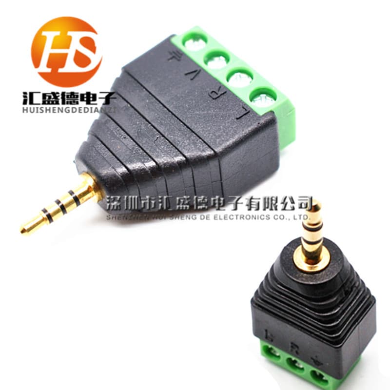 3.5mm Stereo Jack Screw Terminal/With Terminal Audio AUX Plug 4-Section 4-Pole Solder-Free