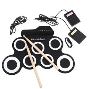 Roll-up USB Electronic Drum Kit, Portable Foldable Silicone Practice Drum, Jazz Drum, Requires External Sound Module