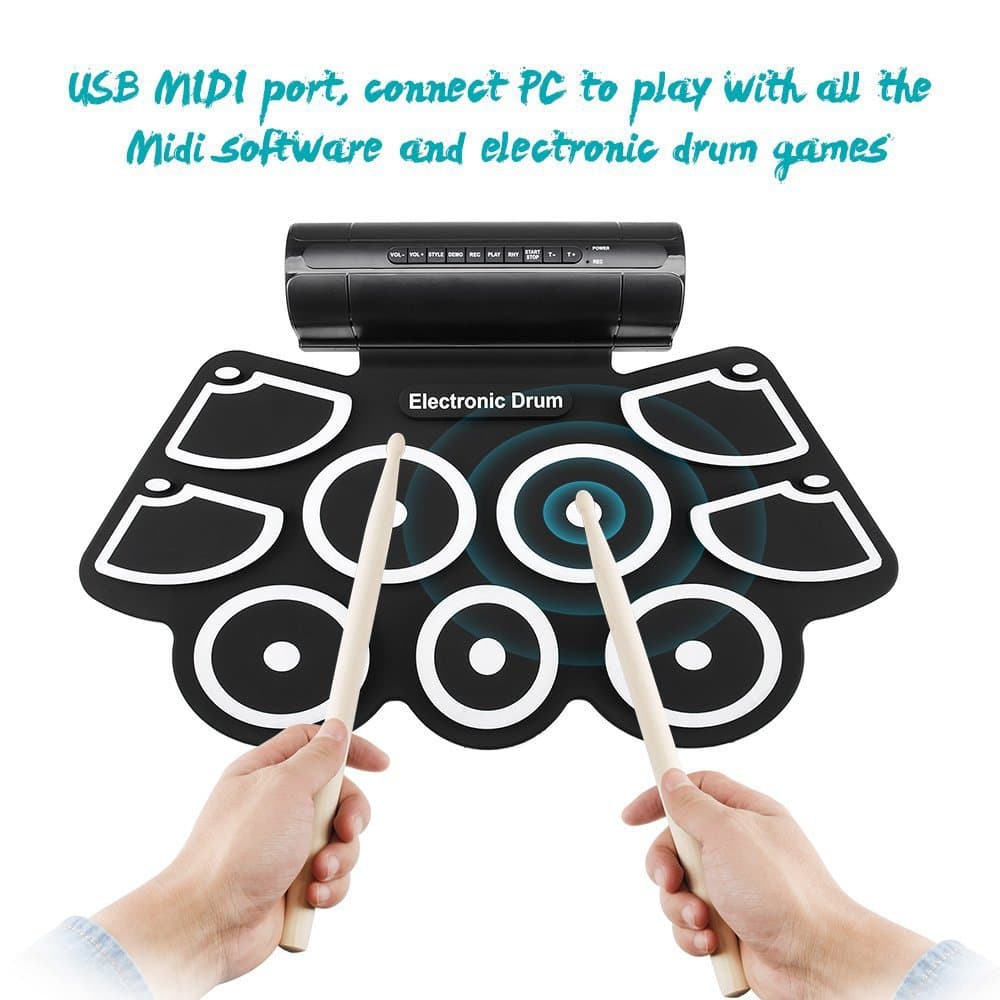 ROLL UP DRUM Silicone Roll-Up Drum Kit with Speaker Jazz Drum USB Electronic Drum Percussion Instrument