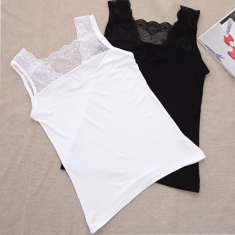 Modal Lace Camisole Top Plus Size Sleeveless High Stretch Slim Fit Spring Summer Undershirt Women Factory Direct