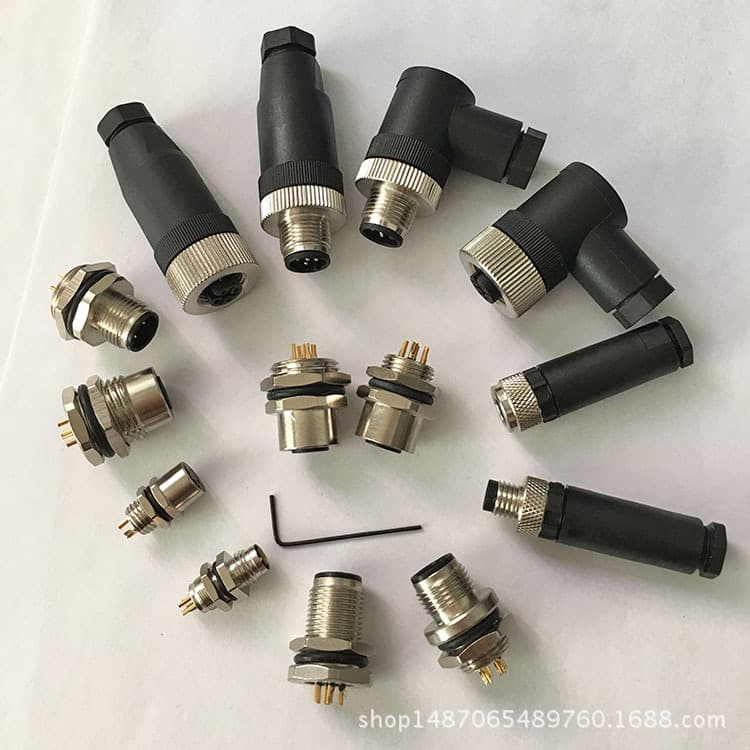 M12 Connector M8 Sensor Aviation Plug Equipment Waterproof Sensor Connector 4 Holes 5P8 Core Manufacturer Supply