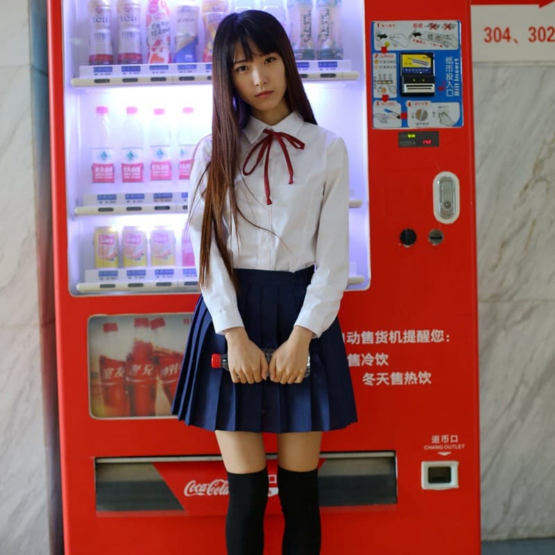 Sailor-Style Japanese Student Uniform Set, Class Uniform, JK Uniform, Graduation Outfit, College Style Long-Sleeve White Shirt for Women