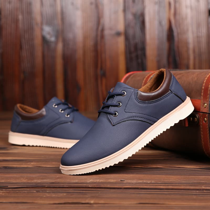 Waterproof Anti-Slip Large Head Men's Work Shoes, Casual Style Korean Version Spring Trendy Shoes, Comfortable Breathable Leather