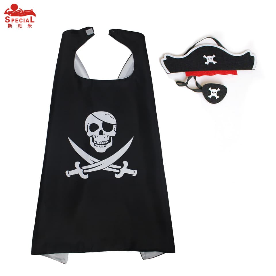 Children's Halloween pirate cape mask set, dress up school event performance cosplay props