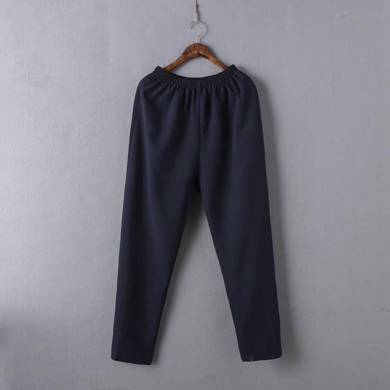 Summer Chinese Tang Suit Casual Long Pants for Middle-Aged and Elderly Men, Kung Fu Tai Chi Morning Exercise Pants, Ruyi Pants
