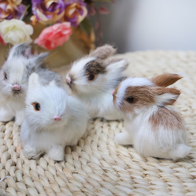 Simulated Small Rabbit Premium Mini Set of Four Rabbit High-end Handmade Craft Accessory Gift Birthday Present Wholesale