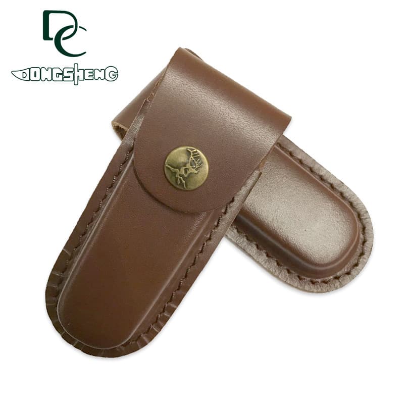 DC Outdoor Top Grain Leather Knife Sheath and Scabbard, Folding Knife Sheath, Leg Wrapper/Waist Mount Knife Protector