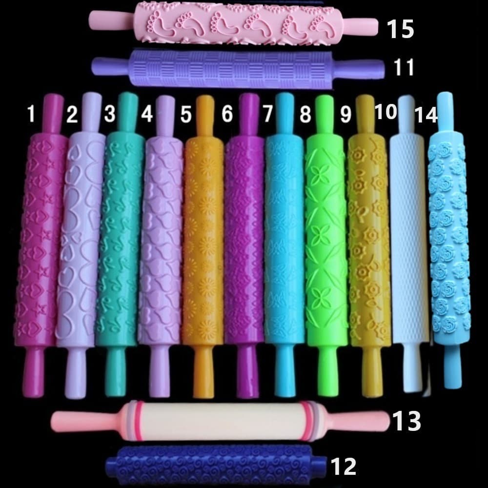 Fondant Cake Embossing Rolling Pin Baking Pattern Cake Mold Rolling Pin Sugar Paste Embossing Stick 15 Styles Available