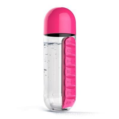 Wholesale 7-Day Portable Plastic Pill Box and Water Bottle 2-in-1 Outdoor Capsule Cup Large Capacity Creative Pill Container Water Jug