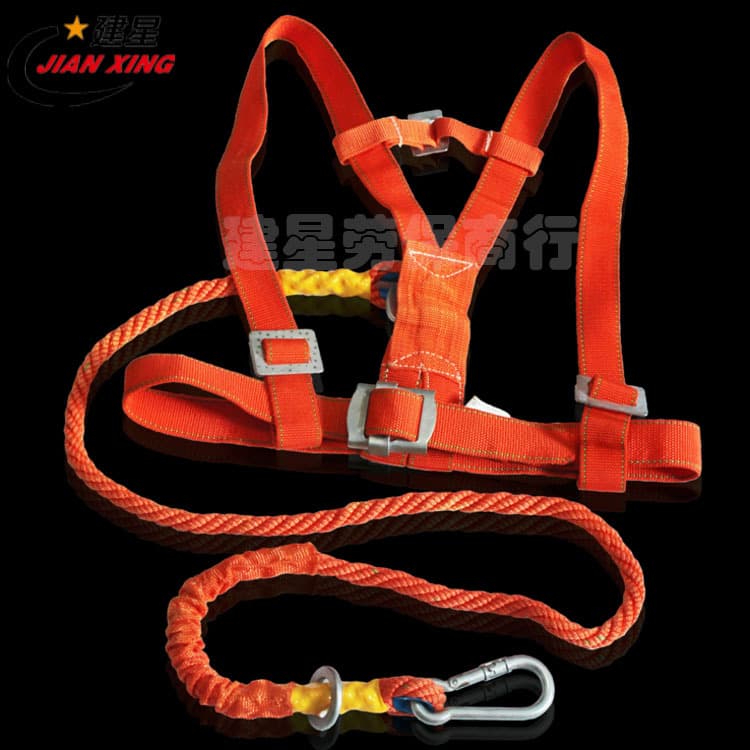 Orange Safety Harness, Suspension Type Dual-Back Half-Body Single Hook Safety Protection Rope, High-Strength Webbing